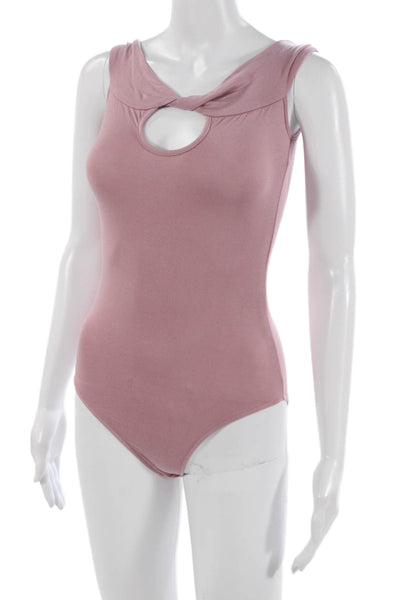By The Way Womens Scoop Neck Sleeveless Pink Rayon Bodysuit Size 2XS