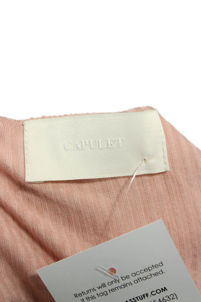 Capulet Womens Bodysuit Pink Rayon V Neck Long Sleeve Size XS