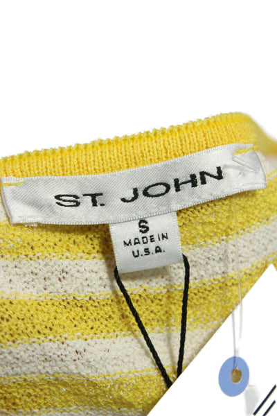 St. John Womens Yellow Striped Wool Sleeveless Tank Top Round Neck Size S