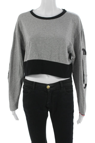 Splendid Women Pullover Sweatshirt Gray Crew Neck Long Sleeve Size S