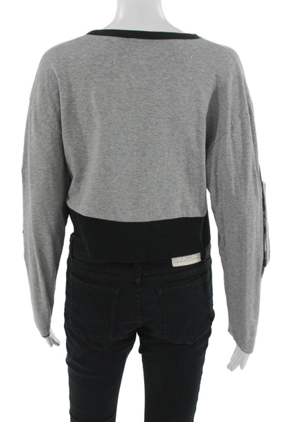 Splendid Women Pullover Sweatshirt Gray Crew Neck Long Sleeve Size S