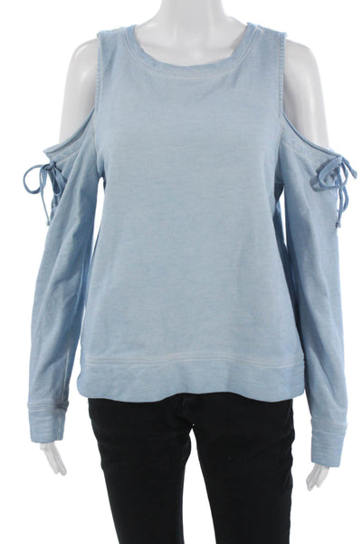 Sanctuary Women Light Blue Cotton Crew Neck Long Sleeve Sweatshirt Size XS