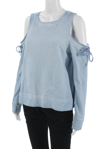 Sanctuary Women Light Blue Cotton Crew Neck Long Sleeve Sweatshirt Size XS