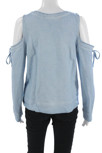 Sanctuary Women Light Blue Cotton Crew Neck Long Sleeve Sweatshirt Size XS