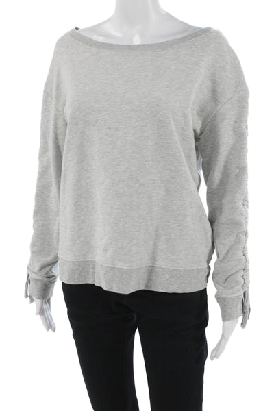 Sanctuary Women Pullover Sweatshirt Gray Tie Neck Long Sleeve Cotton Size XS