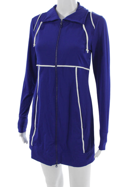 Athleta Women Full-zip Hoodie Blue Long Sleeve Drawstring Size S