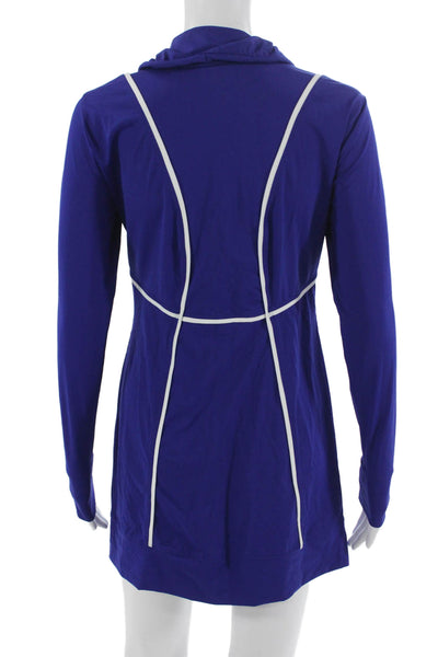 Athleta Women Full-zip Hoodie Blue Long Sleeve Drawstring Size S