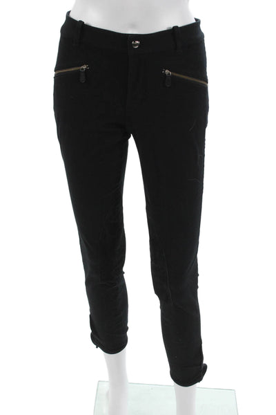 Ralph Lauren Women Cropped Ankle Pants Black Cotton Button Size 4