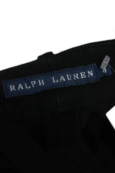 Ralph Lauren Women Cropped Ankle Pants Black Cotton Button Size 4