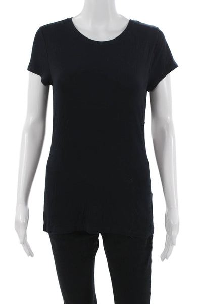 Tahari Women Black Basic Tunic Round Neck Short Sleeve Size M