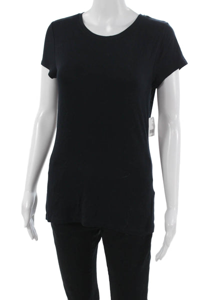 Tahari Women Black Basic Tunic Round Neck Short Sleeve Size M