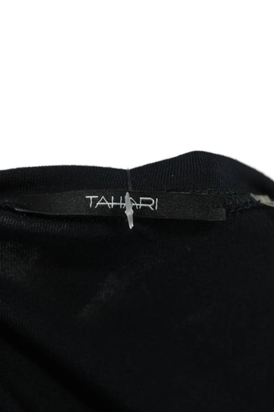 Tahari Women Black Basic Tunic Round Neck Short Sleeve Size M