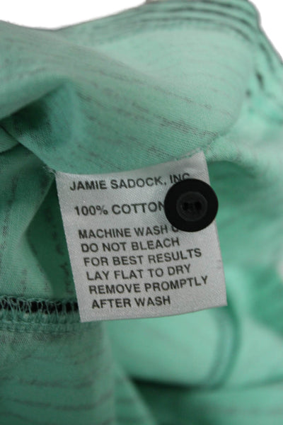 Jamie Sadock Women Green Striped Cotton Collared Sleeveless Polo Size M