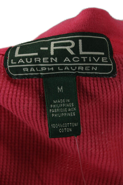 Lauren Ralph Lauren Women Basic Pink Cotton V-Neck 3/4 Sleeve T-Shirt Size M