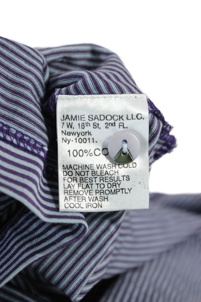 Jamie Sadock Womens Collared Striped Cotton Sleeveless Tank Button Size S