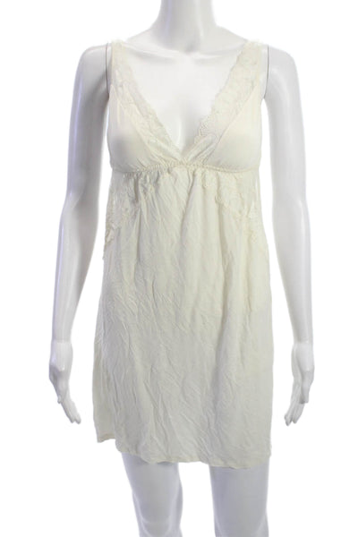 Eberjey Women White Tencel V Neck Sleeveless Short Dress Size M