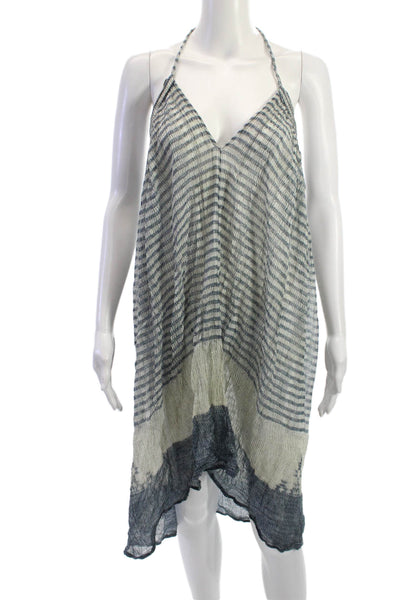 Mes Demoiselles Womens Kaftan Beige Striped V-Neck Sleeveless Cotton Size 38