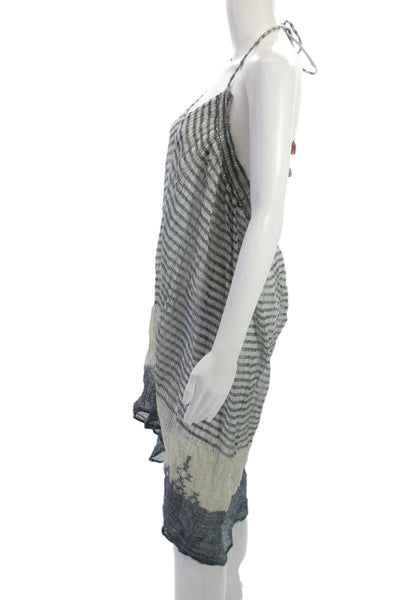 Mes Demoiselles Womens Kaftan Beige Striped V-Neck Sleeveless Cotton Size 38