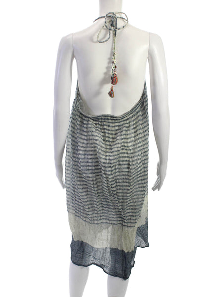 Mes Demoiselles Womens Kaftan Beige Striped V-Neck Sleeveless Cotton Size 38