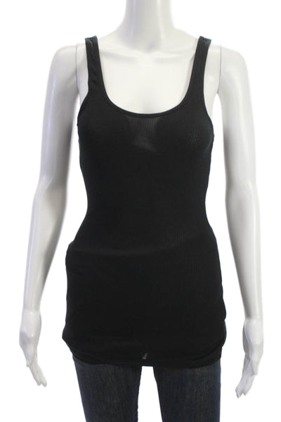 Standard James Perse Womens Basic Cotton Tank Round Neck Black Size 1