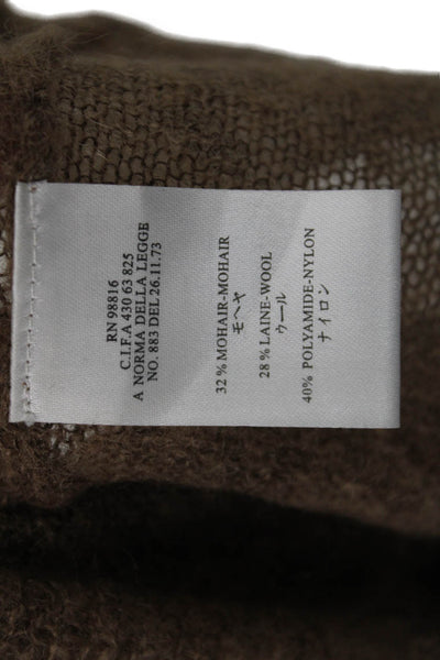 Cotelac Women Cardigan Sweater Brown Mohair Wool Mock Neck Button Size 4