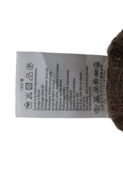 Cotelac Women Cardigan Sweater Brown Mohair Wool Mock Neck Button Size 4