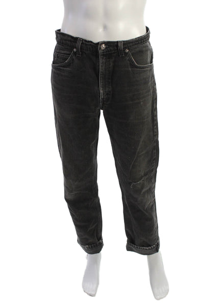 Levis Mens Straight Cropped Dark Gray Jeans Size 34
