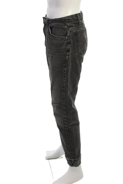 Levis Mens Straight Cropped Dark Gray Jeans Size 34