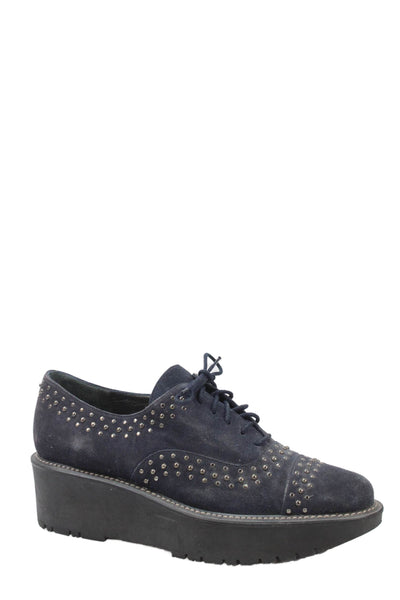 Stuart Weitzman Womens Suede Studded Detail Platform Shoes Blue Size 9.5