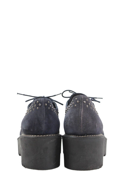 Stuart Weitzman Womens Suede Studded Detail Platform Shoes Blue Size 9.5