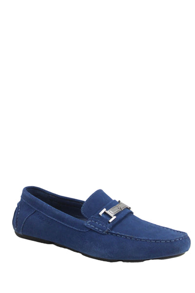 Calvin Klein Mens Suede Buckle Detail Casual Loafers Blue Size 10.5