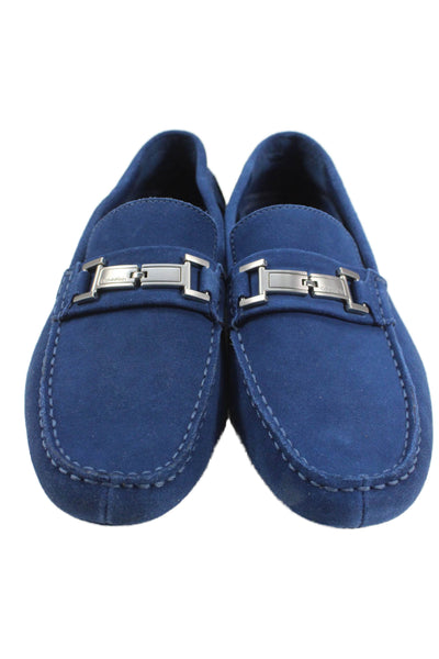 Calvin Klein Mens Suede Buckle Detail Casual Loafers Blue Size 10.5