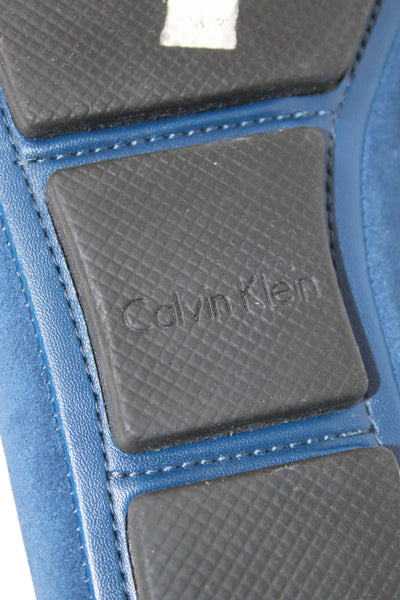 Calvin Klein Mens Suede Buckle Detail Casual Loafers Blue Size 10.5