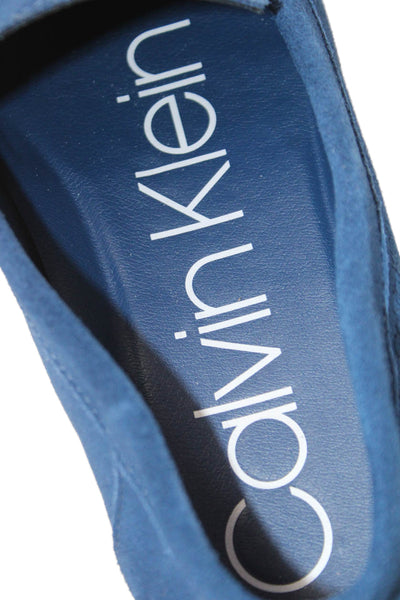Calvin Klein Mens Suede Buckle Detail Casual Loafers Blue Size 10.5