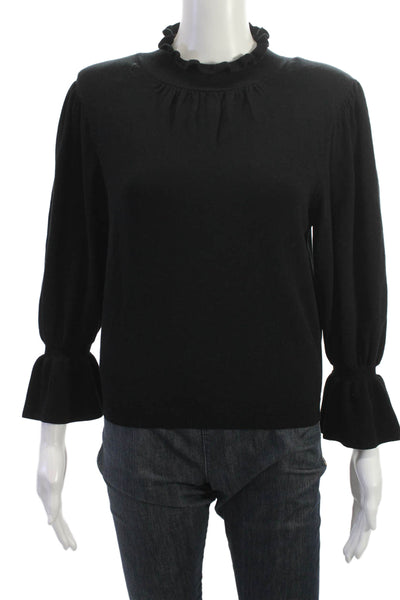 Ba&Sh Women Black Mock Neck Pullover Sweaters Long Sleeve Lyocell Size 1