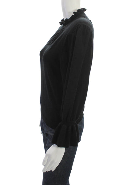 Ba&Sh Women Black Mock Neck Pullover Sweaters Long Sleeve Lyocell Size 1