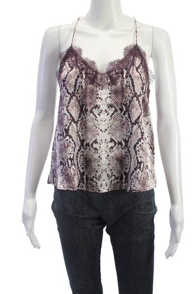 Cami NYC Women Silk Snake Print Camisole Brown Sleeveless Size S