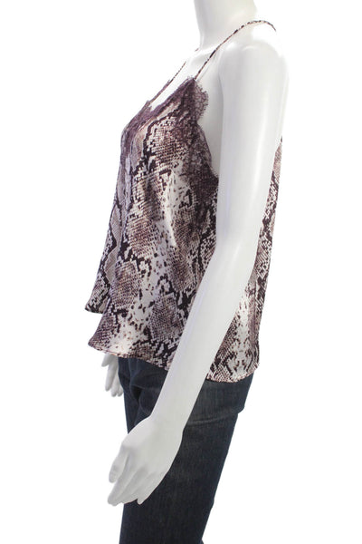 Cami NYC Women Silk Snake Print Camisole Brown Sleeveless Size S