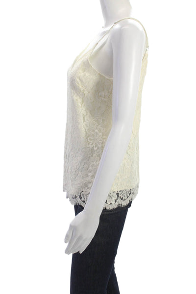 Single Women Camisole Beige V-Neck Floral 100% Nylon Sleeveless Size XS