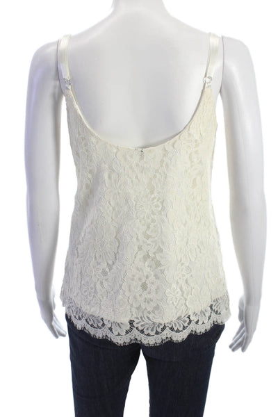 Single Women Camisole Beige V-Neck Floral 100% Nylon Sleeveless Size XS