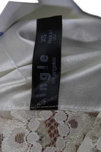 Single Women Camisole Beige V-Neck Floral 100% Nylon Sleeveless Size XS