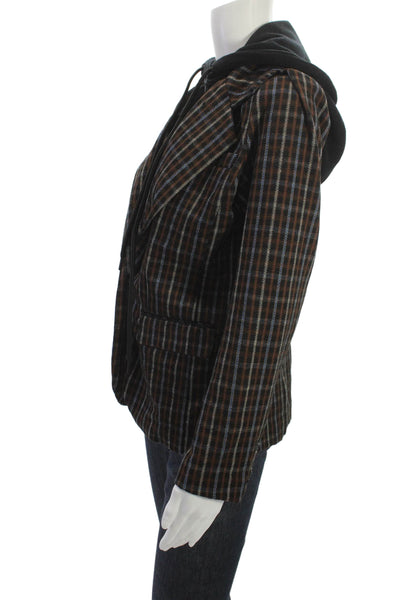 Liverpool Los Angeles Women Black Plaid Blazer Button Long Sleeve Grunge Size S