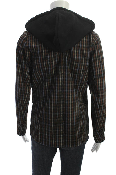 Liverpool Los Angeles Women Black Plaid Blazer Button Long Sleeve Grunge Size S