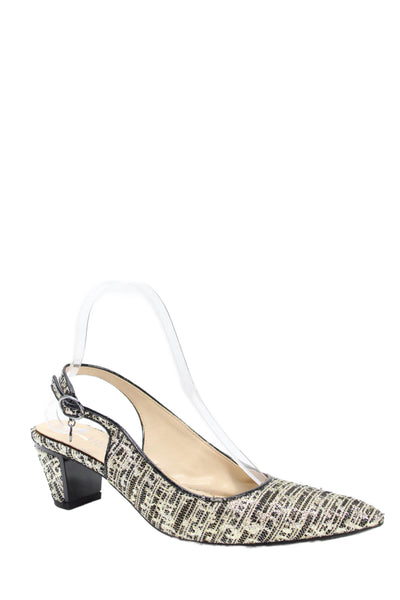 J. Renee Womens Pointed Toe Slingbacks Pumps Gold Black Size 8.5 Narrow