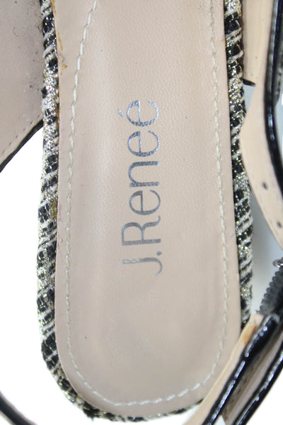 J. Renee Womens Pointed Toe Slingbacks Pumps Gold Black Size 8.5 Narrow