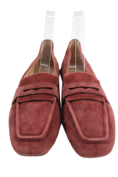 Clarks Womens Suede Slide On Loafers Red Size 7 Medium