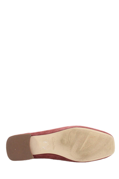 Clarks Womens Suede Slide On Loafers Red Size 7 Medium