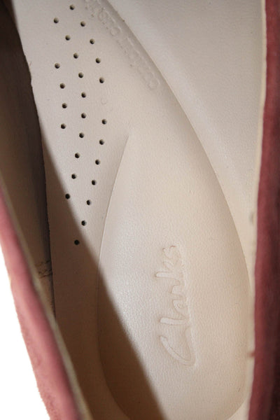 Clarks Womens Suede Slide On Loafers Red Size 7 Medium