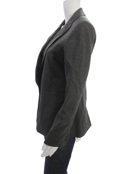 J Crew Women Classic Dark Gray Wool Blazer Collared Button Long Sleeve Size 4