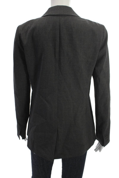 J Crew Women Classic Dark Gray Wool Blazer Collared Button Long Sleeve Size 4